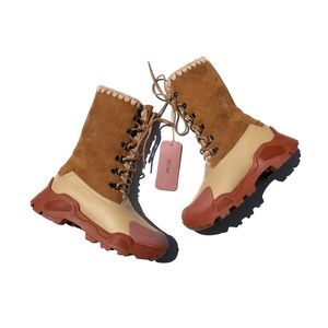 Free People x MOU Chalet Lace Up Shearling Boot
